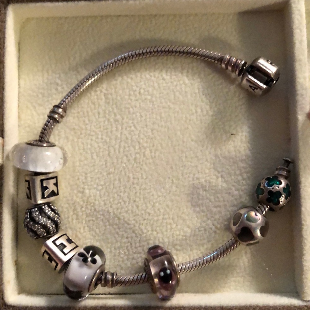 Pandora bracelet and charms 🦋💐